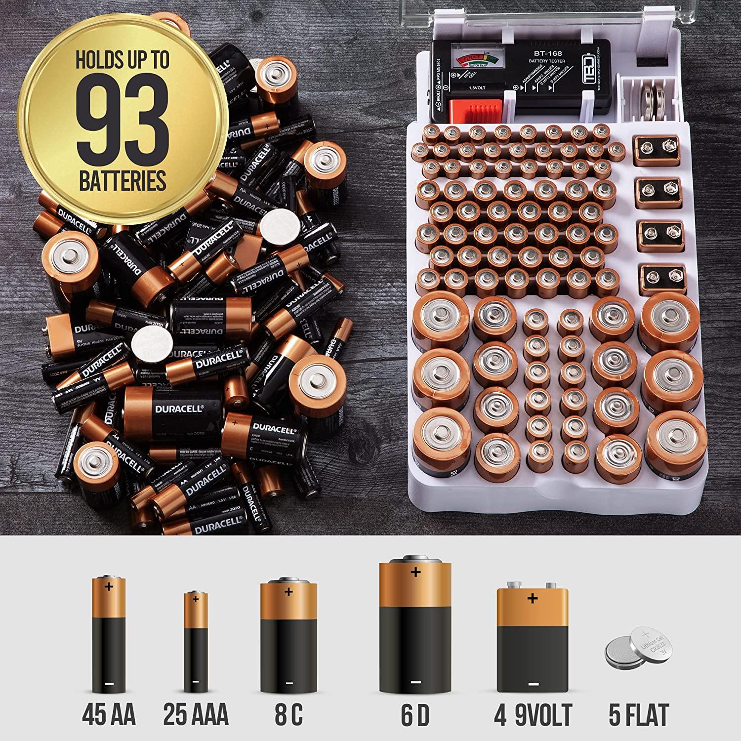 The Battery Organizer and Tester with Cover, Battery Storage Organizer and Case, Holds 93 Batteries - Lasercutwraps Shop