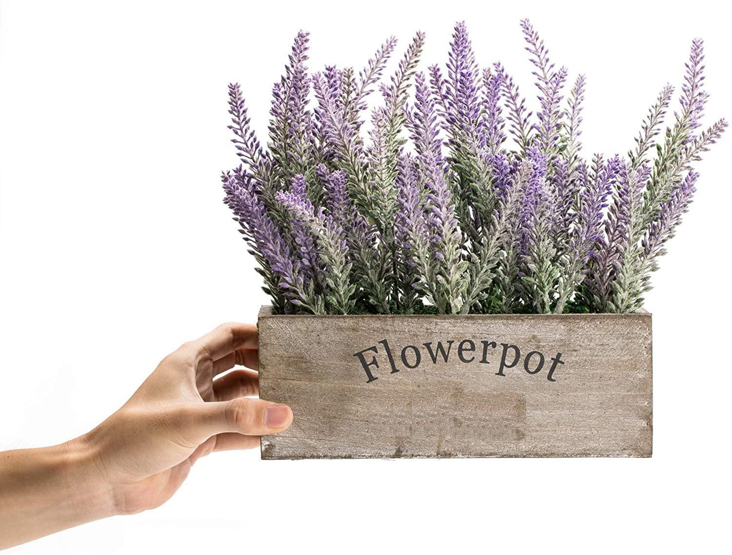 Artificial Flower Potted Lavender Plant for Home Decor (Wooden Tray, 9 Long) - Lasercutwraps Shop
