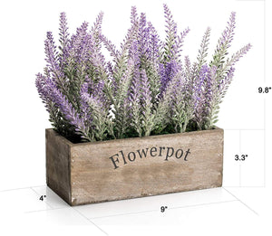 Artificial Flower Potted Lavender Plant for Home Decor (Wooden Tray, 9 Long) - Lasercutwraps Shop