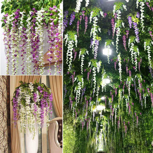 Artificial Wisteria Vine Hanging Garland Silk Long Hanging Bush Flowers String Wedding Birthday Home Party Decorations - Lasercutwraps Shop