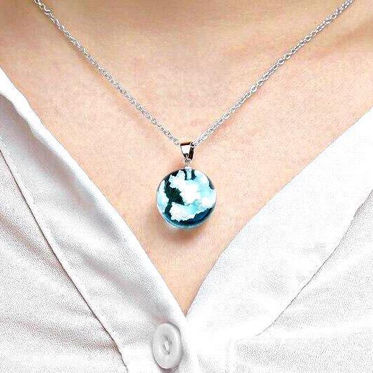 Blue Sky White Cloud Necklace - Lasercutwraps Shop