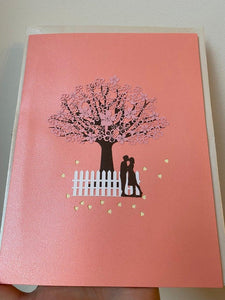 Couple In Love Under Cherry Blossom 3D Pop Up Card Birthday Cards Anniversary Cards Love Cards Fall In Love Cards Wedding Cards Valentines Day Card - Lasercutwraps Shop