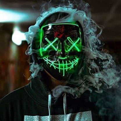 1P Scary Halloween Colplay Light Up Purge Mask Halloween Masquerade Party LED Face Masks for Kids Men Women Mask Glowing in Dark - Lasercutwraps Shop