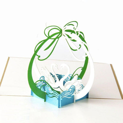 Handmade 3D Pop-Up Card with White Swan Design - Lasercutwraps Shop