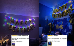 Happy Birthday Banner Decorations (Gold-LED), Balloons Galaxy Party Sign Lights Banners - Lasercutwraps Shop