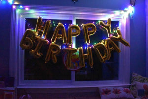 Happy Birthday Banner Decorations (Gold-LED), Balloons Galaxy Party Sign Lights Banners - Lasercutwraps Shop