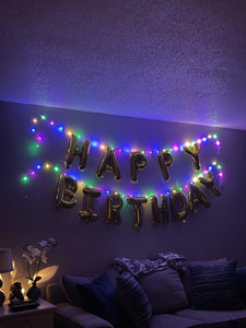 Happy Birthday Banner Decorations (Gold-LED), Balloons Party Sign Galaxy Party Decoration Signs - Lasercutwraps Shop