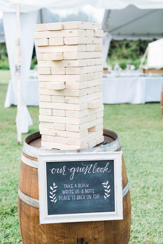 Wedding Jenga Guest book, Build A Memory Block Wedding Guest Book Alternative, Unique Wedding Decorations - Lasercutwraps Shop