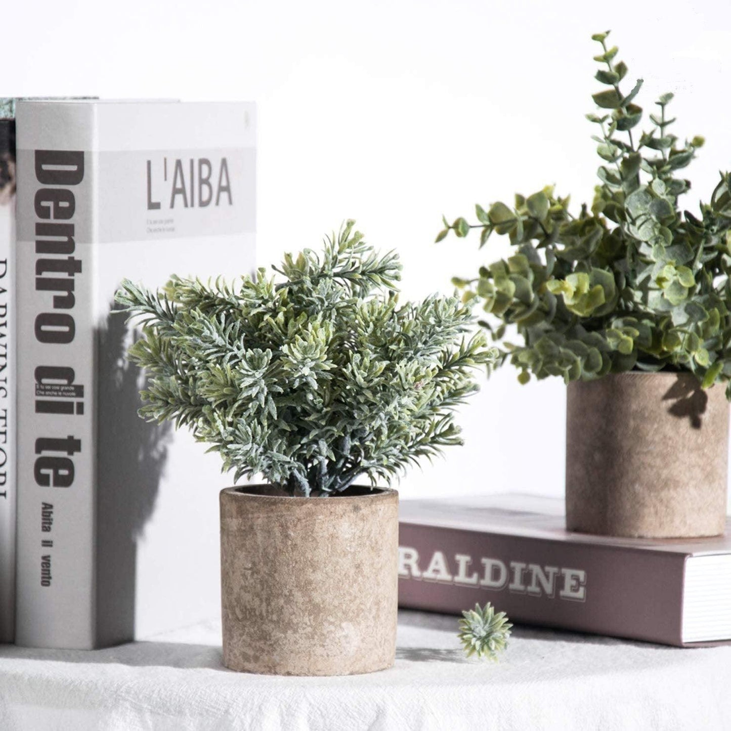 3 Pack Mini Potted Fake Plants Artificial Plastic Eucalyptus Plants for Home Office Desk Room Decoration - Lasercutwraps Shop