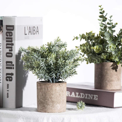 3 Pack Mini Potted Fake Plants Artificial Plastic Eucalyptus Plants for Home Office Desk Room Decoration - Lasercutwraps Shop