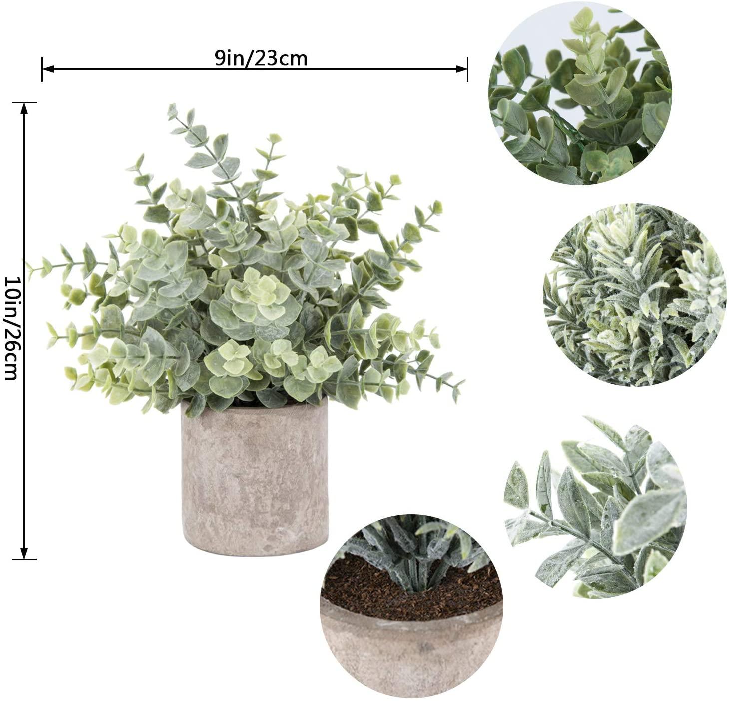 3 Pack Mini Potted Fake Plants Artificial Plastic Eucalyptus Plants for Home Office Desk Room Decoration - Lasercutwraps Shop