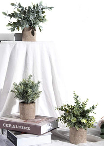3 Pack Mini Potted Fake Plants Artificial Plastic Eucalyptus Plants for Home Office Desk Room Decoration - Lasercutwraps Shop