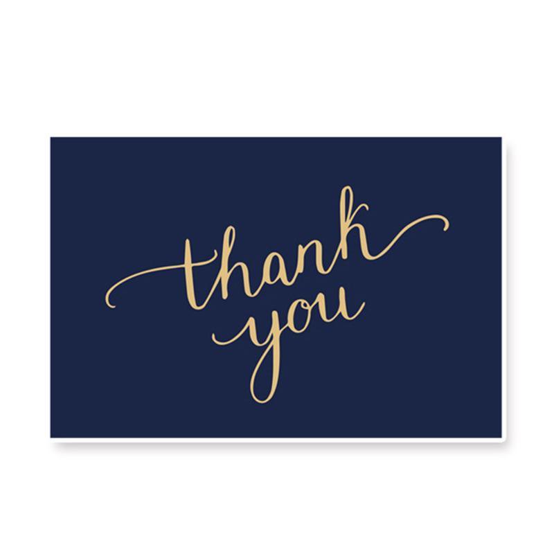50 Bulk Thank You Cards - Thank You Notes, Navy Blue & Gold - Blank Note Cards with Envelopes - Lasercutwraps Shop