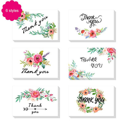 Floral Thank You Cards With Envelopes 48 Bulk 4 X 6 Inch for Wedding Baby Shower - Lasercutwraps Shop