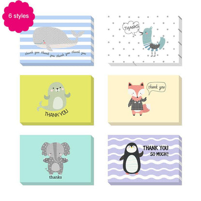 Cartoon Birthday Baby Shower Thank You Cards With Envelopes 48 Bulk 4 X 6 Inch - Lasercutwraps Shop