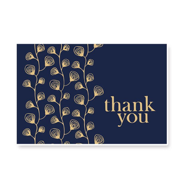 100 Thank You Cards with Envelopes and Stickers - 5 Unique Navy Blue  Designs Bulk Blank Notes Luxury UV Printing for Business, Formal and All