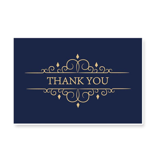 50 Bulk Thank You Cards - Navy Blue Thank You Cards Foil - Lasercutwraps Shop
