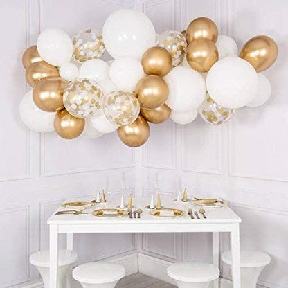 76pcs White Gold Confetti Birthday Party Balloons - Lasercutwraps Shop