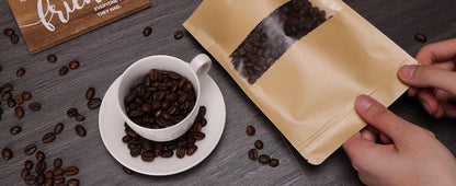 72pcs Stand Up Pouches, Kraft Paper Bags with Window, Coffee Bags, Brown Resealable Bags - Lasercutwraps Shop