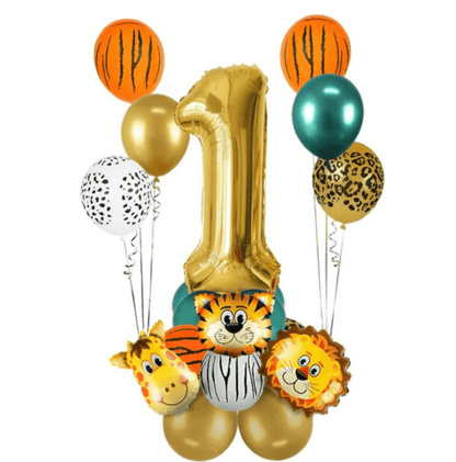 18pcs Jungle Animal Birthday Balloons Set 32inch Number Globos Chrome Metallic Latex Balloon Birthday Party Decorations - Lasercutwraps Shop