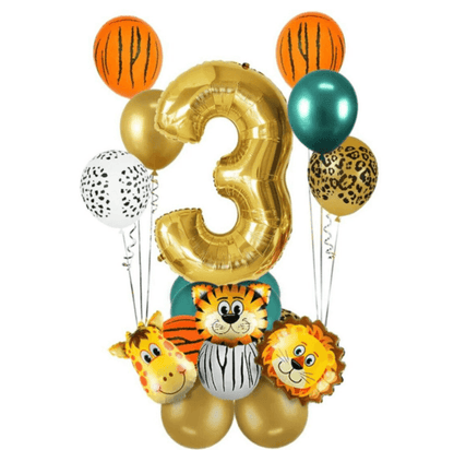 18pcs Jungle Animal Birthday Balloons Set 32inch Number Globos Chrome Metallic Latex Balloon Birthday Party Decorations - Lasercutwraps Shop