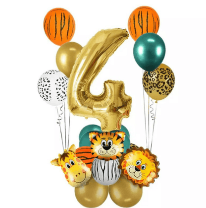 18pcs Jungle Animal Birthday Balloons Set 32inch Number Globos Chrome Metallic Latex Balloon Birthday Party Decorations - Lasercutwraps Shop