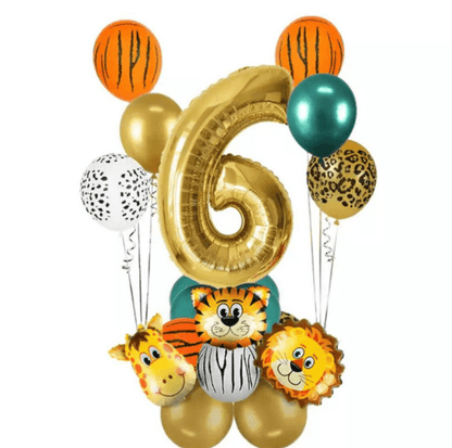 18pcs Jungle Animal Birthday Balloons Set 32inch Number Globos Chrome Metallic Latex Balloon Birthday Party Decorations - Lasercutwraps Shop