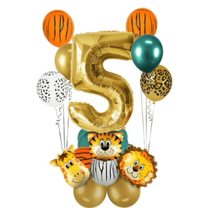 18pcs Jungle Animal Birthday Balloons Set 32inch Number Globos Chrome Metallic Latex Balloon Birthday Party Decorations - Lasercutwraps Shop