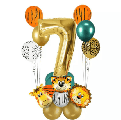 18pcs Jungle Animal Birthday Balloons Set 32inch Number Globos Chrome Metallic Latex Balloon Birthday Party Decorations - Lasercutwraps Shop