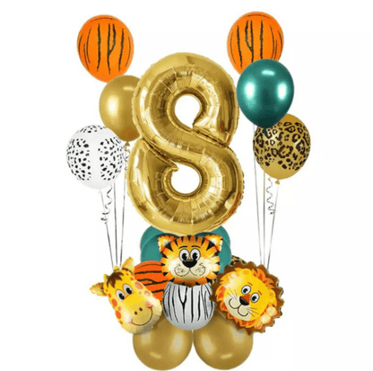 18pcs Jungle Animal Birthday Balloons Set 32inch Number Globos Chrome Metallic Latex Balloon Birthday Party Decorations - Lasercutwraps Shop