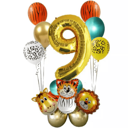 18pcs Jungle Animal Birthday Balloons Set 32inch Number Globos Chrome Metallic Latex Balloon Birthday Party Decorations - Lasercutwraps Shop