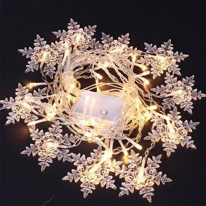 Snowflake String Lights Battery Operated Waterproof LED Fairy Lights for Xmas Garden - Lasercutwraps Shop