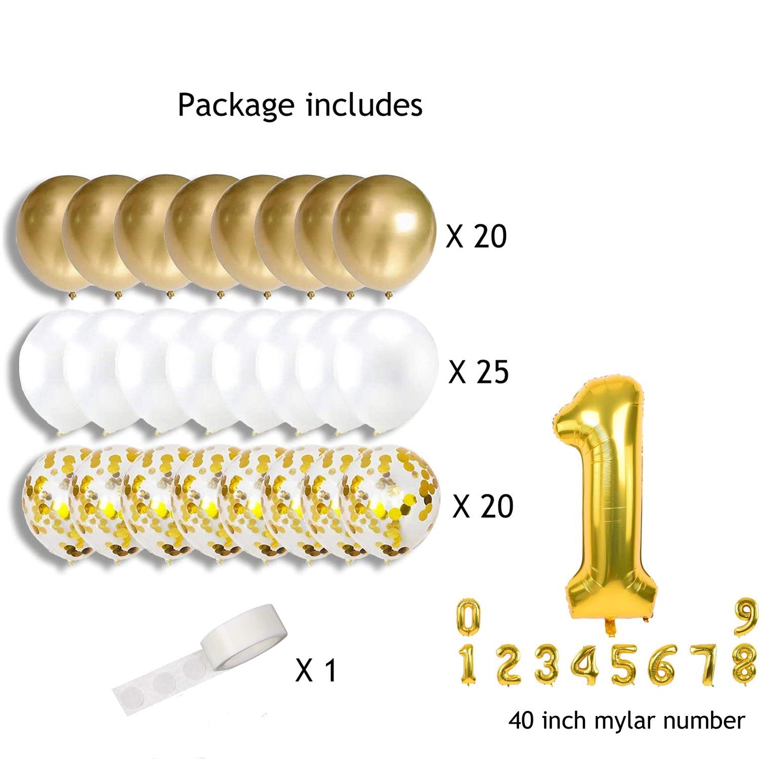 76pcs White Gold Confetti Birthday Party Balloons - Lasercutwraps Shop