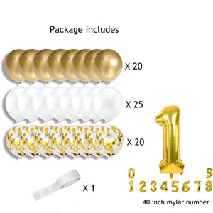 76pcs White Gold Confetti Birthday Party Balloons - Lasercutwraps Shop