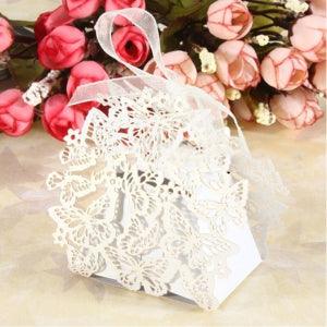 50 Pack Laser Cut Butterfly Wedding Favor Box Birthday Shower Party Candy Boxes with Ribbons Bomboniere Butterflies - Lasercutwraps Shop