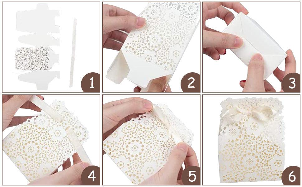 50PCS Mini Lvory White Paper Laser Cut Gift Candy Box Wedding European Hollow Small Gift Boxes for Wedding Bridal Shower Baby Birthday Party Anniverary - Lasercutwraps Shop