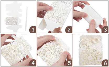 50PCS Mini Lvory White Paper Laser Cut Gift Candy Box Wedding European Hollow Small Gift Boxes for Wedding Bridal Shower Baby Birthday Party Anniverary - Lasercutwraps Shop