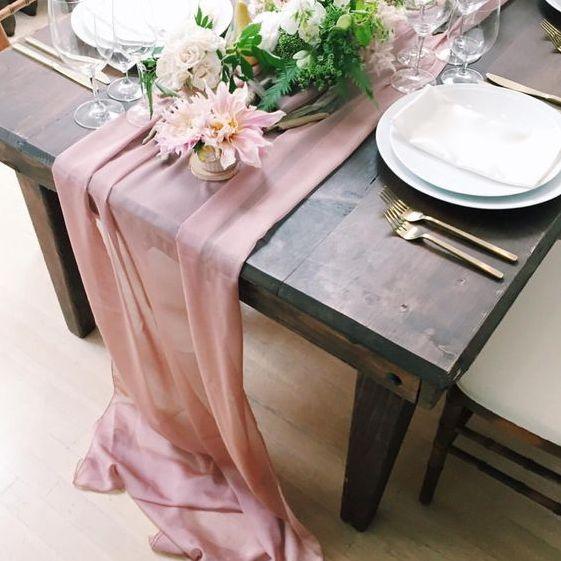 10ft Dusty Rose Chiffon Table Runner 28x120 Inches Romantic Wedding Runner Sheer Bridal Party Decorations - Lasercutwraps Shop