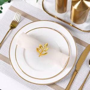 Set of 20 Leaf Napkin Rings Metal Gold Napkin Holder Table Napkin Rings for Dinning Table Parties Everyday - Lasercutwraps Shop