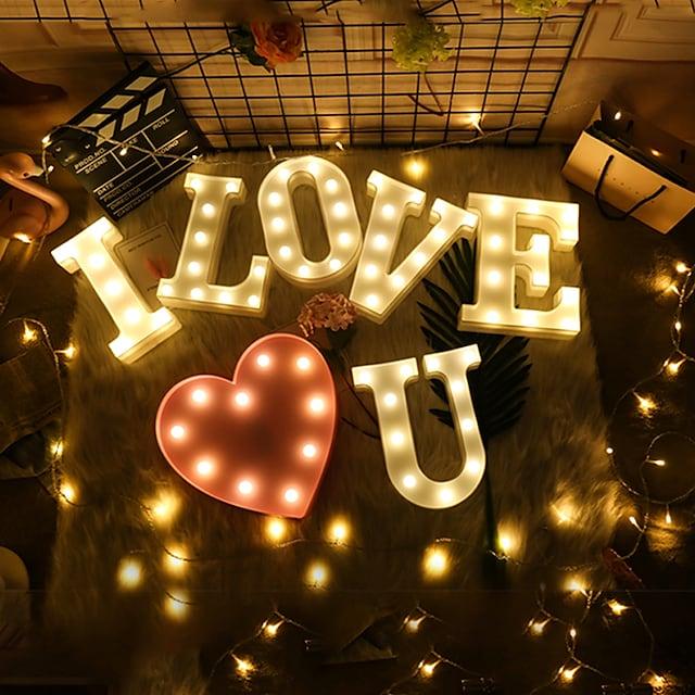 LED Letter Lights Sign 26 Letters Alphabet Light Up Letters Sign for Night Light Wedding Birthday Party Battery Powered - Lasercutwraps Shop