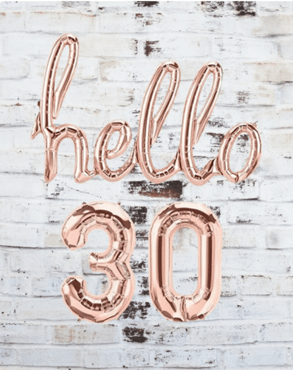 ROSE GOLD Hello 30 Balloon Set 16" - Lasercutwraps Shop