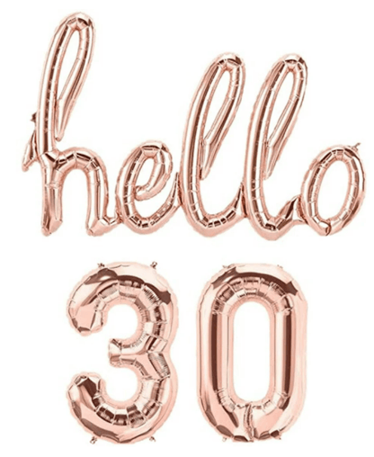 ROSE GOLD Hello 30 Balloon Set 16" - Lasercutwraps Shop