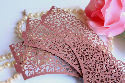 Burgundy Lace Filigree Cupcake Wrappers for Standard Cupcakes, Maroon Laser Cut Elegant Lace Cupcake Wrapper - Lasercutwraps Shop