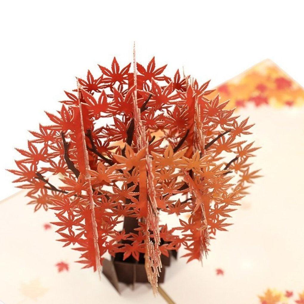 Autumnal Tree & Leaves Handmade 3D Pop-Up Card, thanks card, birthday card, christmas card - Lasercutwraps Shop