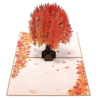 Autumnal Tree & Leaves Handmade 3D Pop-Up Card, thanks card, birthday card, christmas card - Lasercutwraps Shop