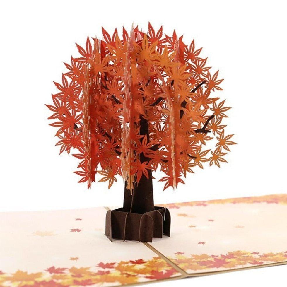Autumnal Tree & Leaves Handmade 3D Pop-Up Card, thanks card, birthday card, christmas card - Lasercutwraps Shop