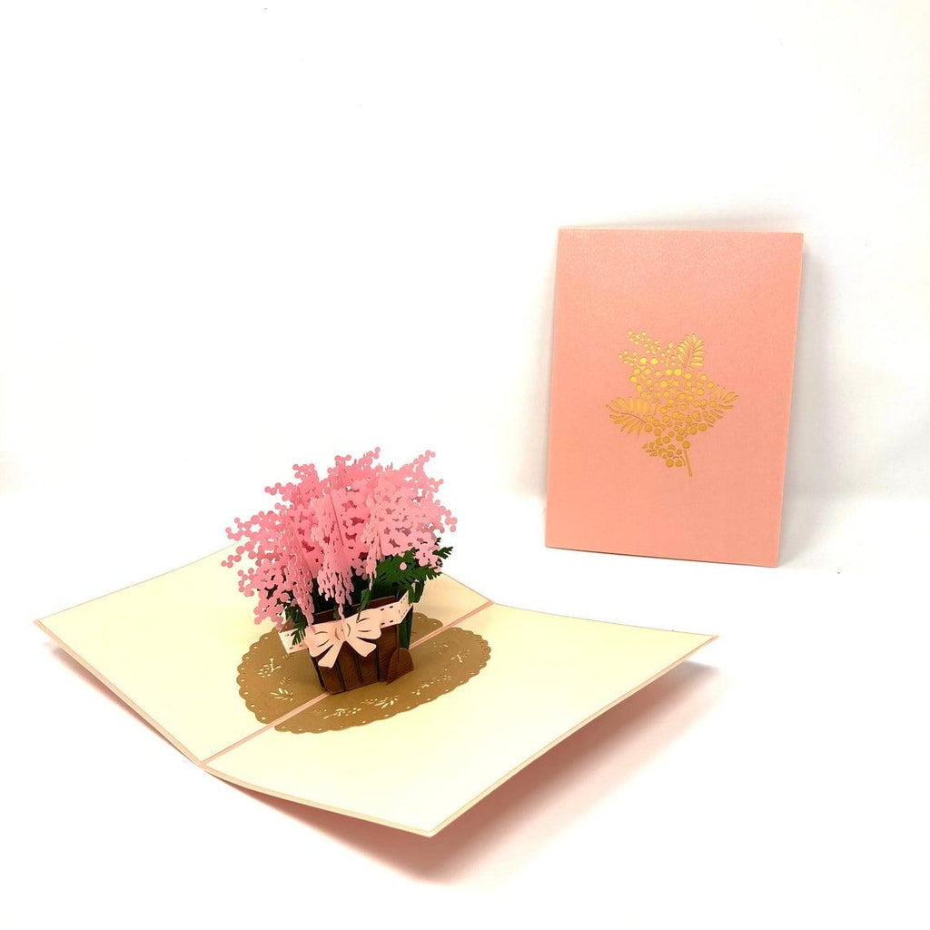 Beautiful Pink Gypsophila Flowers 3D Handmade Pop Up Card - Lasercutwraps Shop