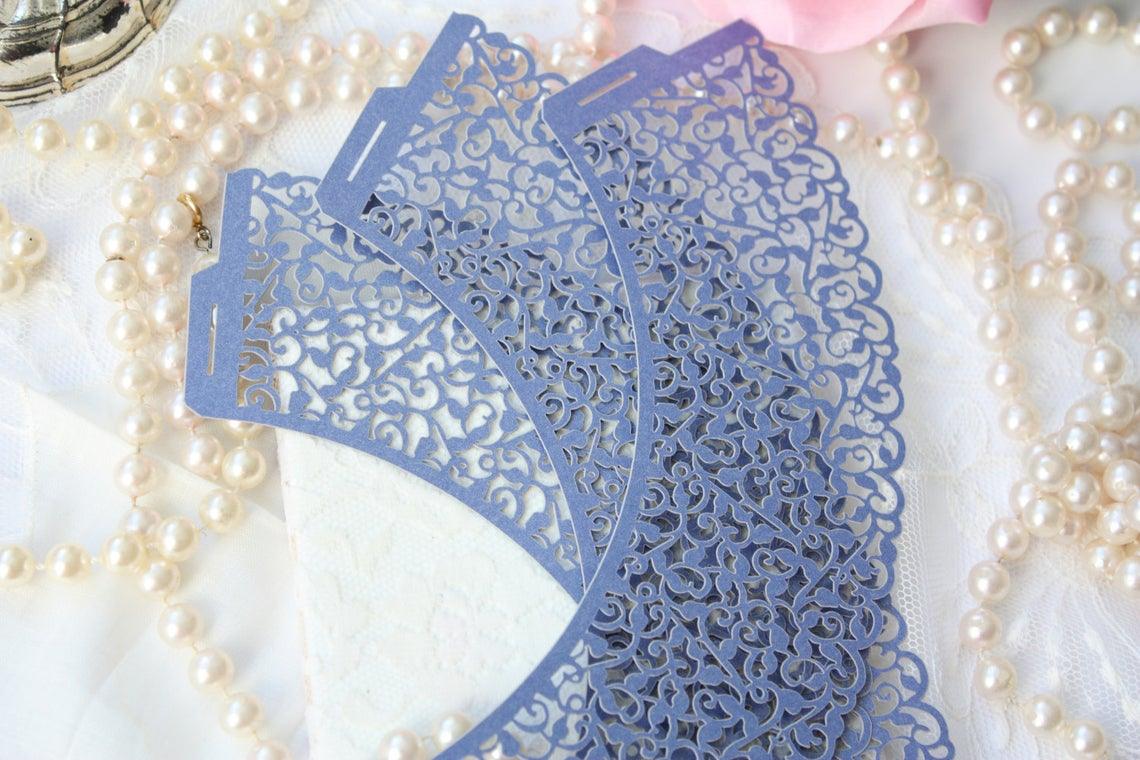 Blue Lace Filigree Cupcake Wrappers for Standard Size Cupcakes, Shimmer Royal Blue Laser Cut Cupcake Wrapper/Liner - Lasercutwraps Shop