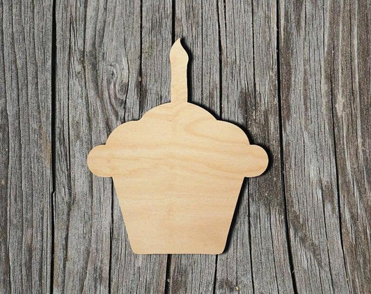 Birthday Cupcake - Multiple Sizes - Laser Cut Unfinished Wood Cutout Shapes - Lasercutwraps Shop