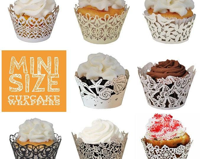 100 MINI Cupcake Wrappers from Paper Orchid - Choose from 8 laser cut designs - Lasercutwraps Shop